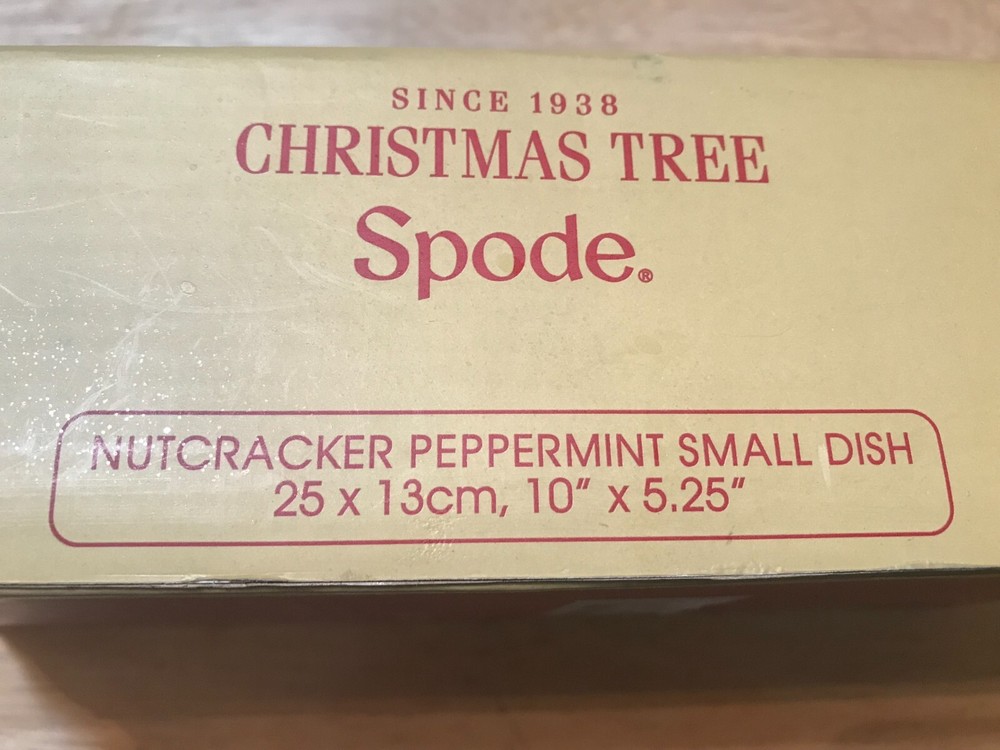 CHRISTMAS TREE SPODE SANTA NUTCRACKER PEPPERMINT SMALL DISH 10" X 5.25"