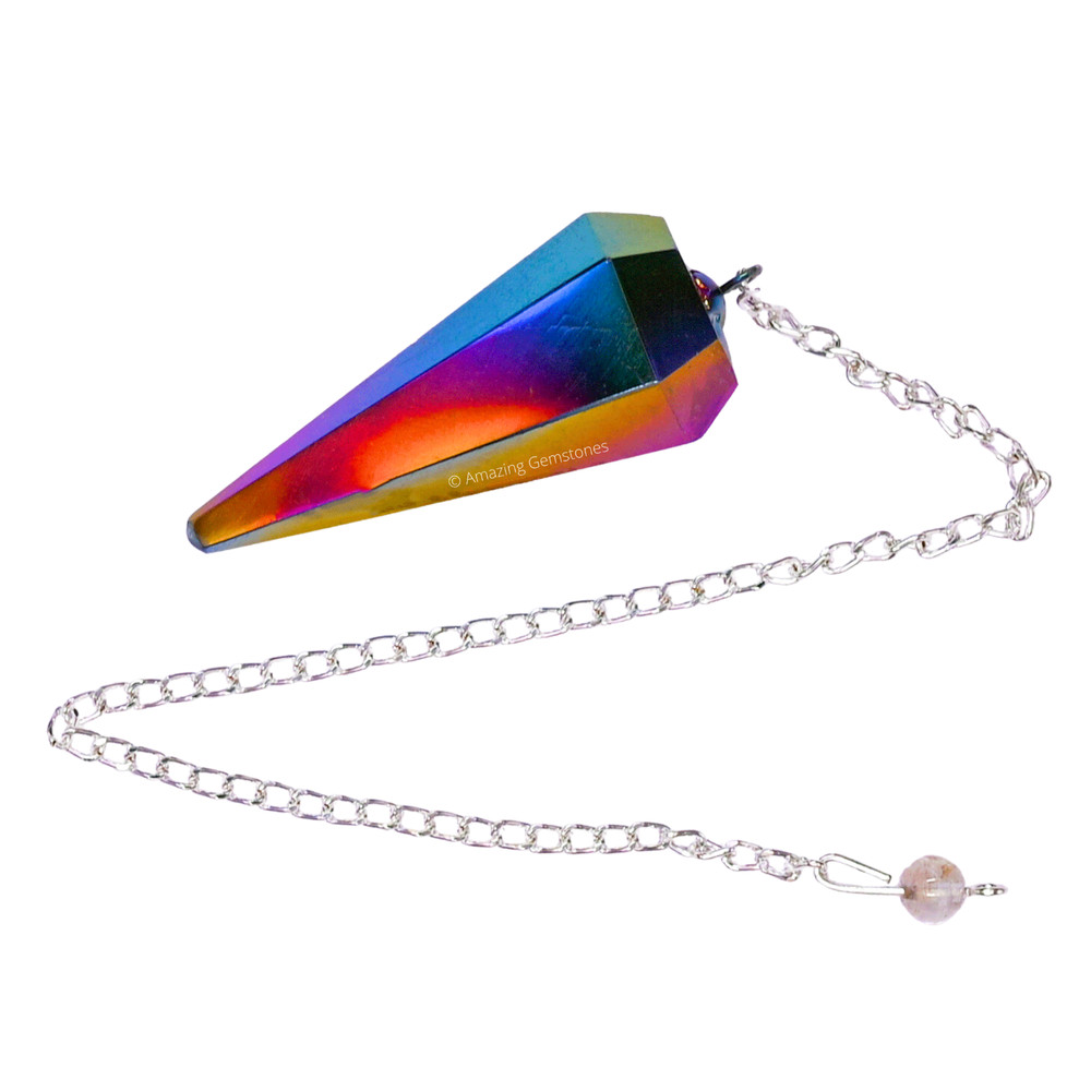 Titanium Aura Quartz Dowsing Crystal Pendulum