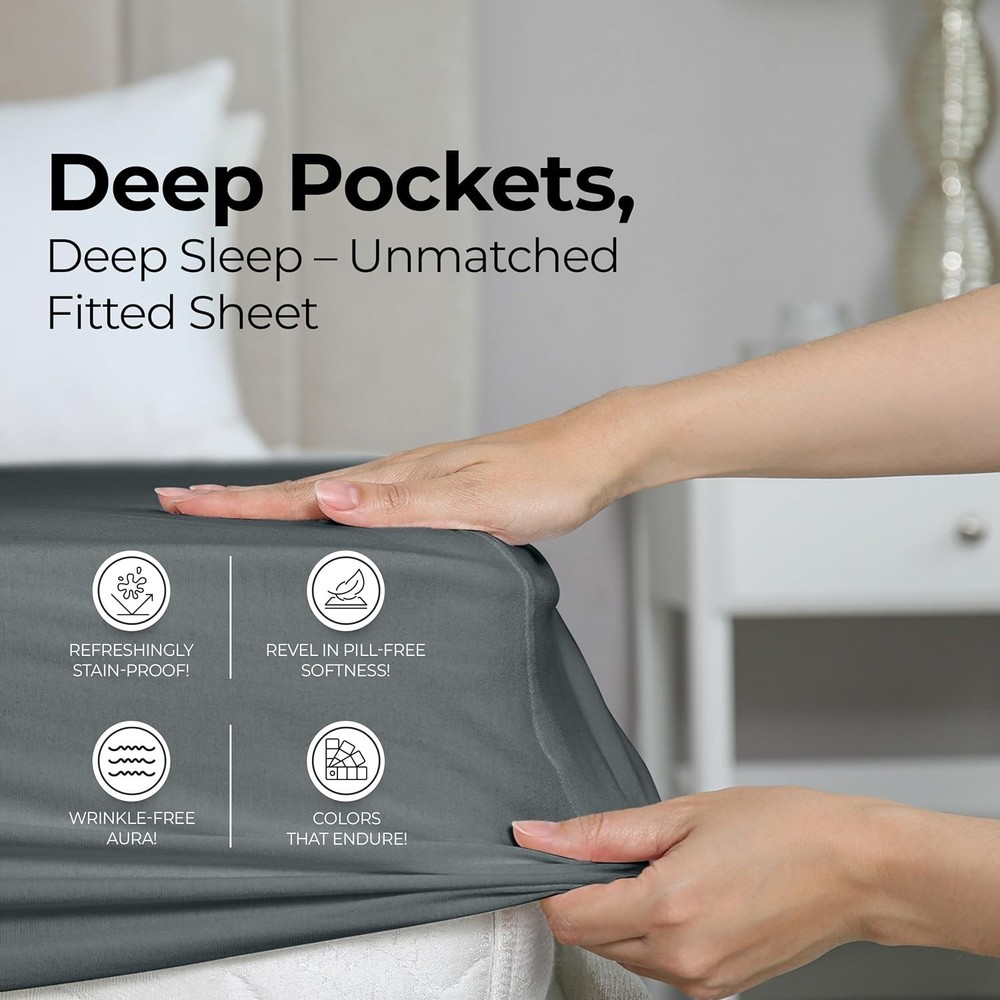 Soft Microfiber Comfort Deep Pocket Hotel Queen Bed Sheet - 1 Fitted Sheet Only