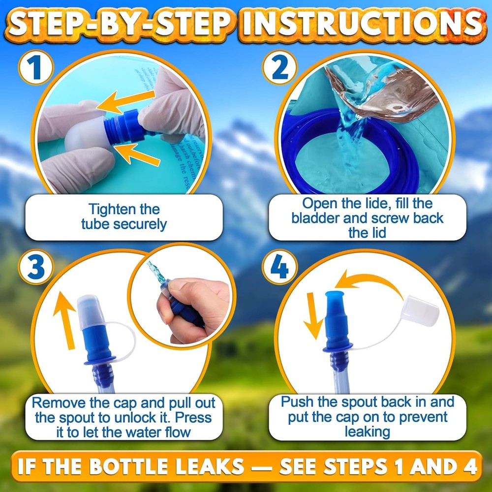Water Bladder for Hiking Backpack – 1L/1.5L TPU Material Hydration Bladder wit
