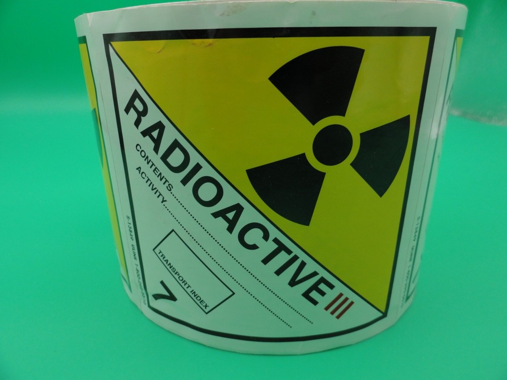 ULINE RADIOACTIVE III 7 STICKER ROLL 4"x4"