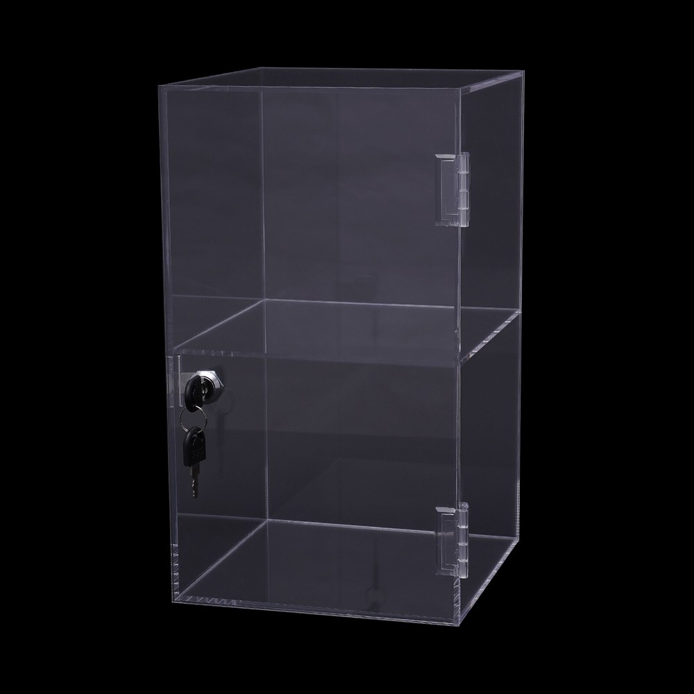 2-layers Countertop Display Case 20*20*35cm Locking Security Showcase Cabinet