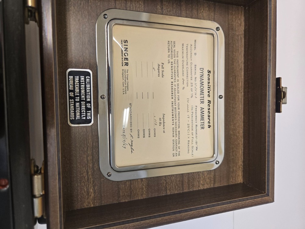 Sensitive Research Dynamometer Ammeter Model D Made by Singer Instrumentation