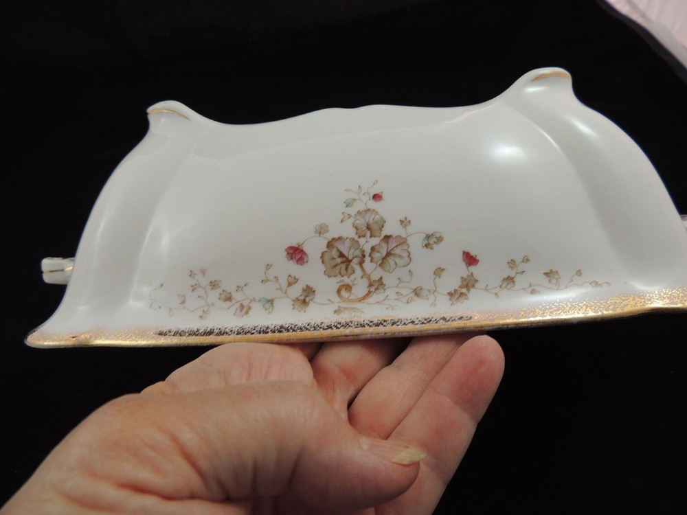 Adamantine China Wheeling Pottery Co Floral Pattern Covered Serving Dish Footed