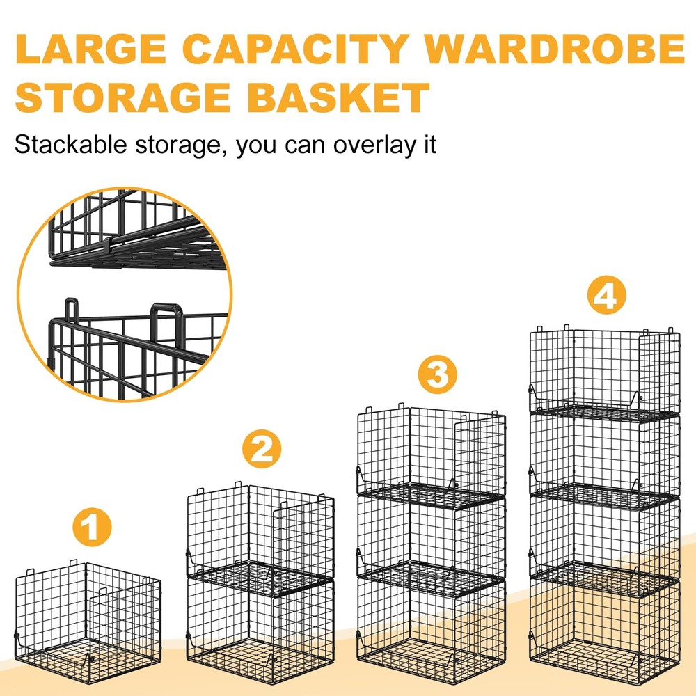 4-Tier Extra Height Stackable Closet Organizer – Foldable Storage Bins for Sw...