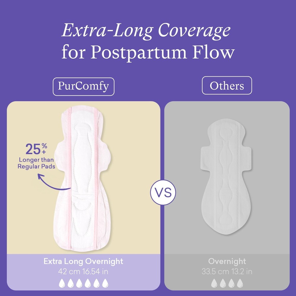 24 Count Premium Postpartum Pads with Wings, Large Maximum Absorbency Postpar...