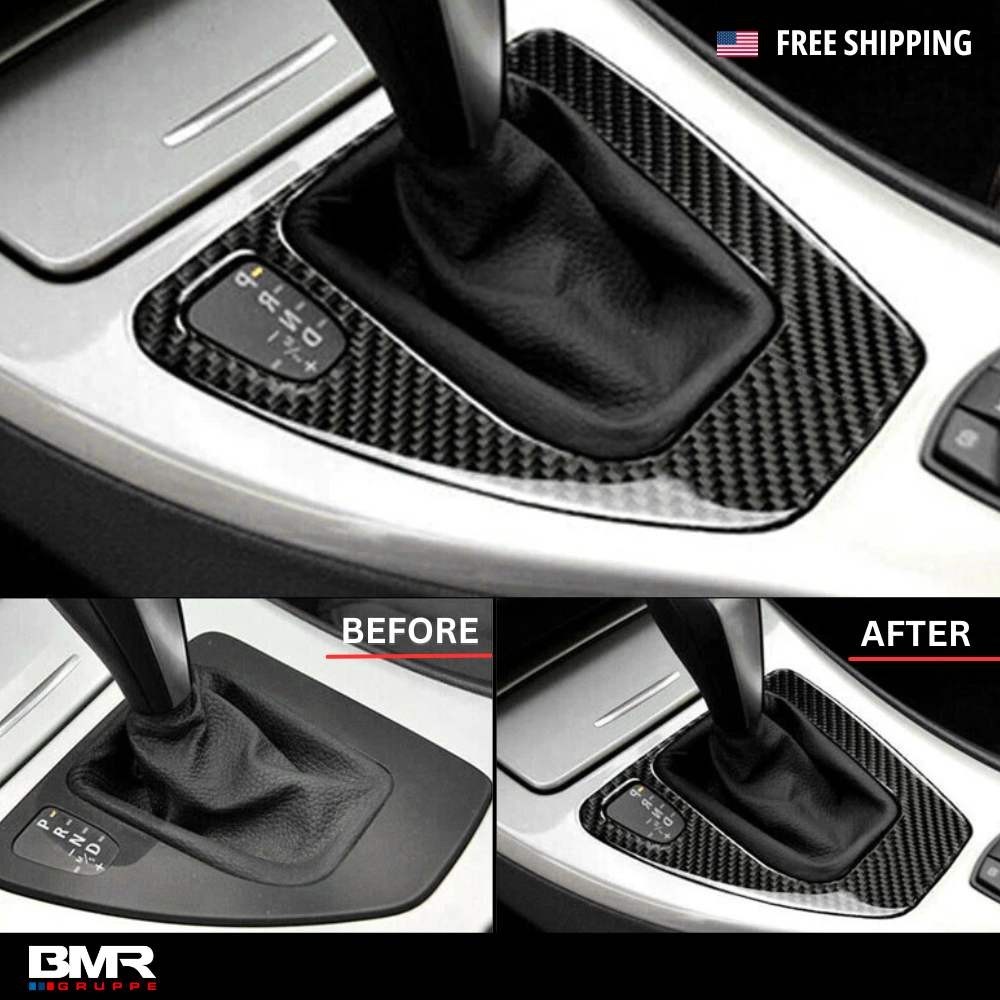 Carbon Fiber Gear Shift Panel Cover For BMW 3 Series E90 E92 E93 2005-2012 (LHD)