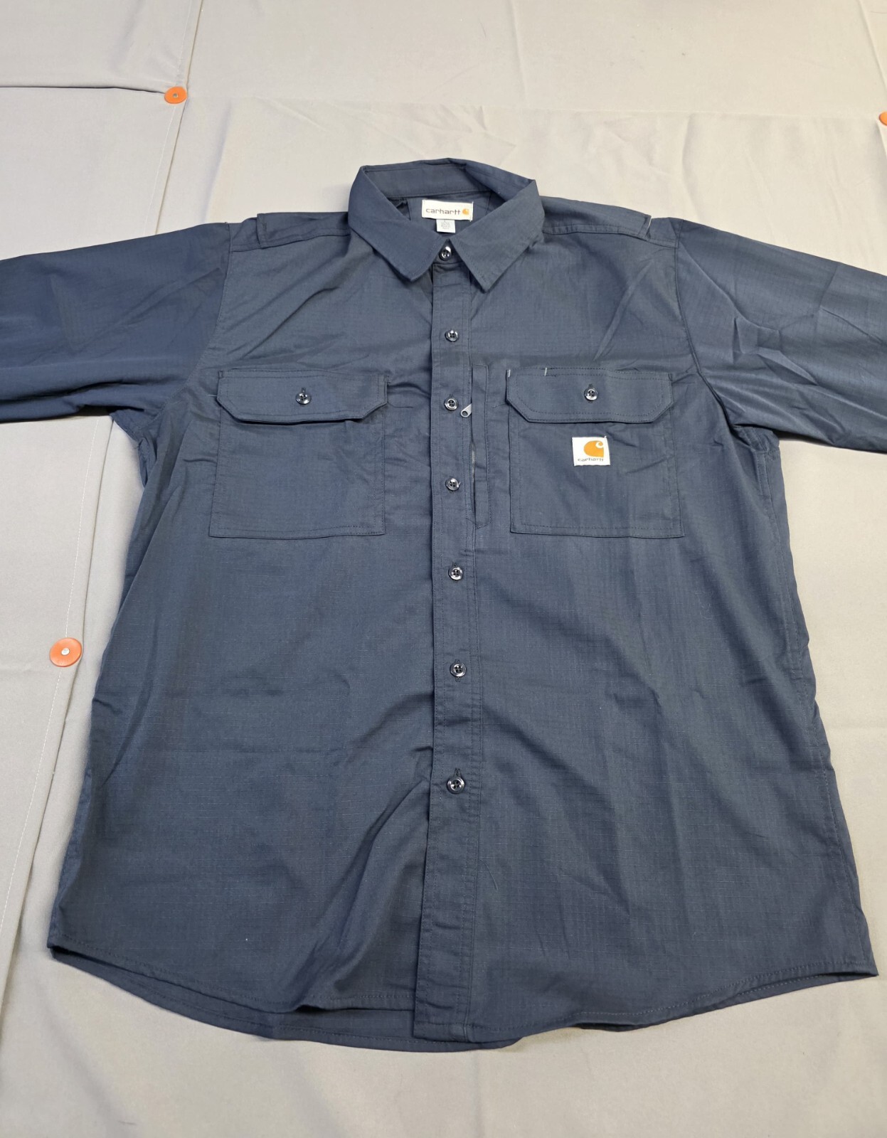Carhartt Men's Long-Sleeve Button-Down Work Shirt Navy