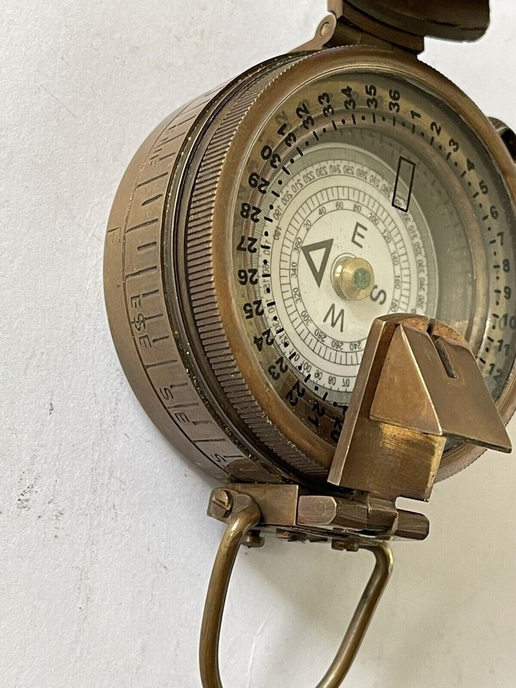 Solid Brass Engineer Survey Prismatic Compass With Leather Case