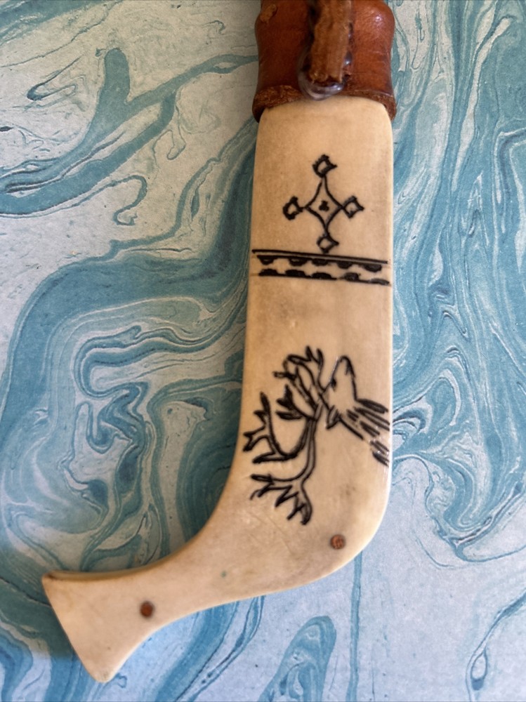 Antique Lapland Pullover Knife, Bone Sheath And Handle