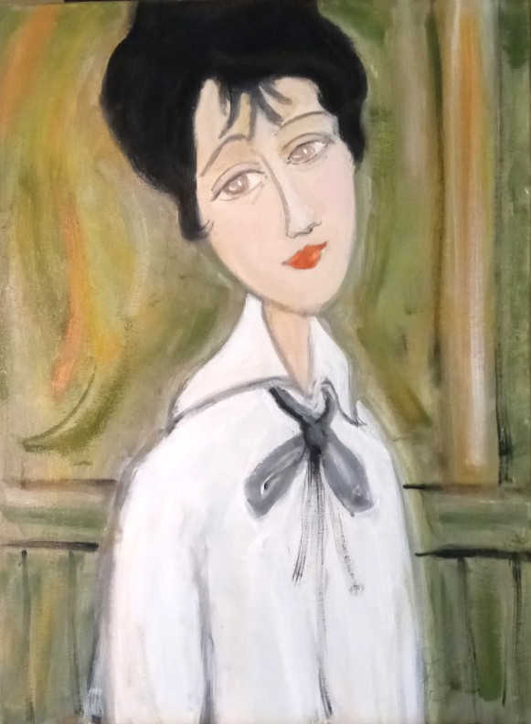 Modern Stylized Portrait of a Woman 18 x 24 Original Painting Handmade