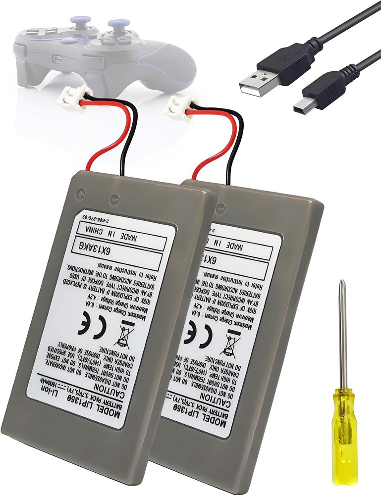 LIP1359 for PlayStation 3 Controller Battery: 2 Pack Upgraded Replacement Bat...