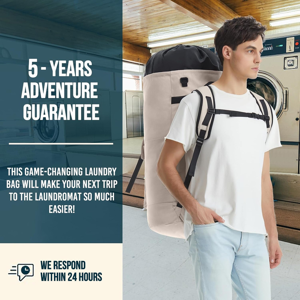Extra Large 115L Heavy Duty Laundry Backpack with Pockets for College & Dorms