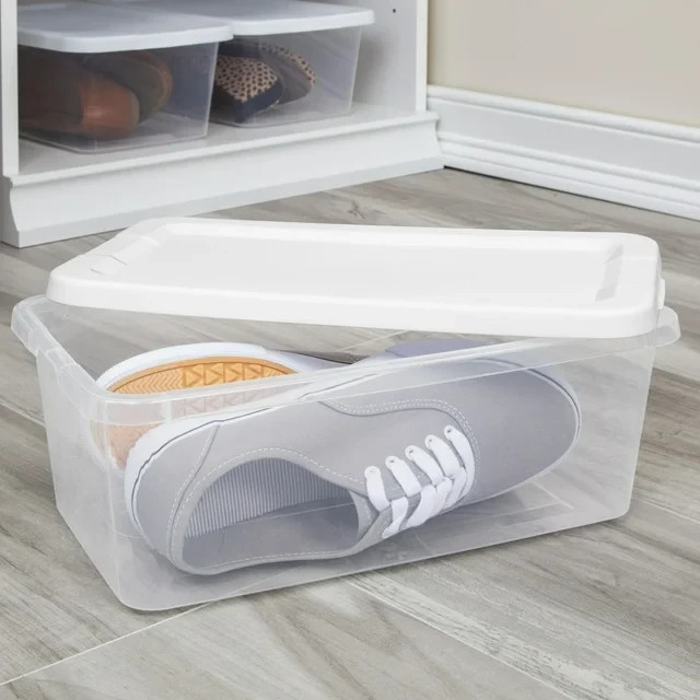 (2 pack) Sterilite Small Storage Bin, 6 Quart Clear Plastic Storage Container