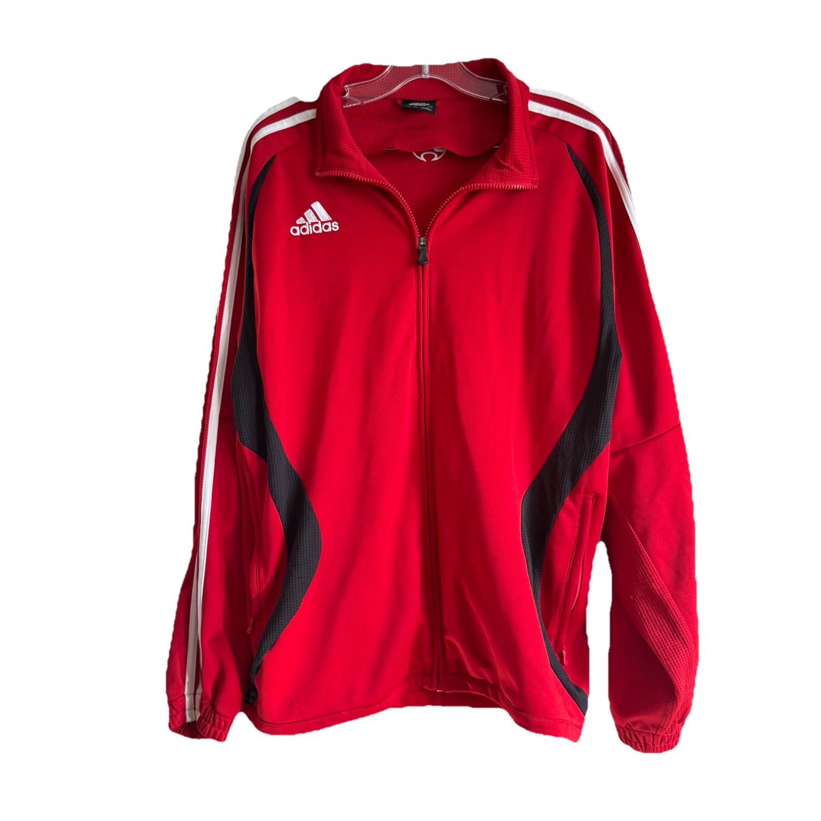 2000s Adidas Red Training Track Jacket Full Zip Athletic Mens Medium Climalite