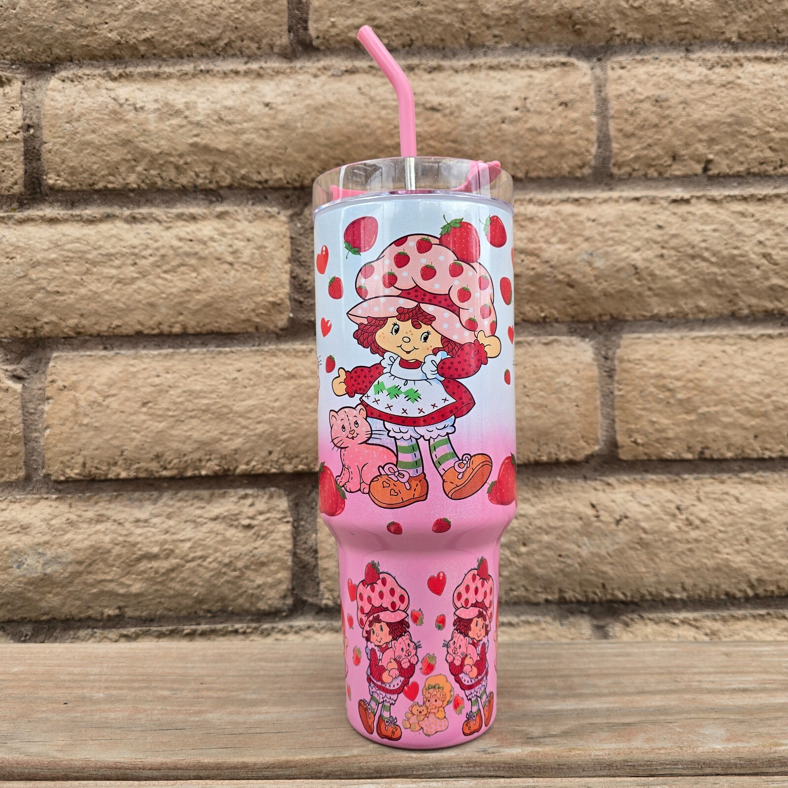Strawberry Shortcake Tumbler 40oz Shimmer Pink Gradient