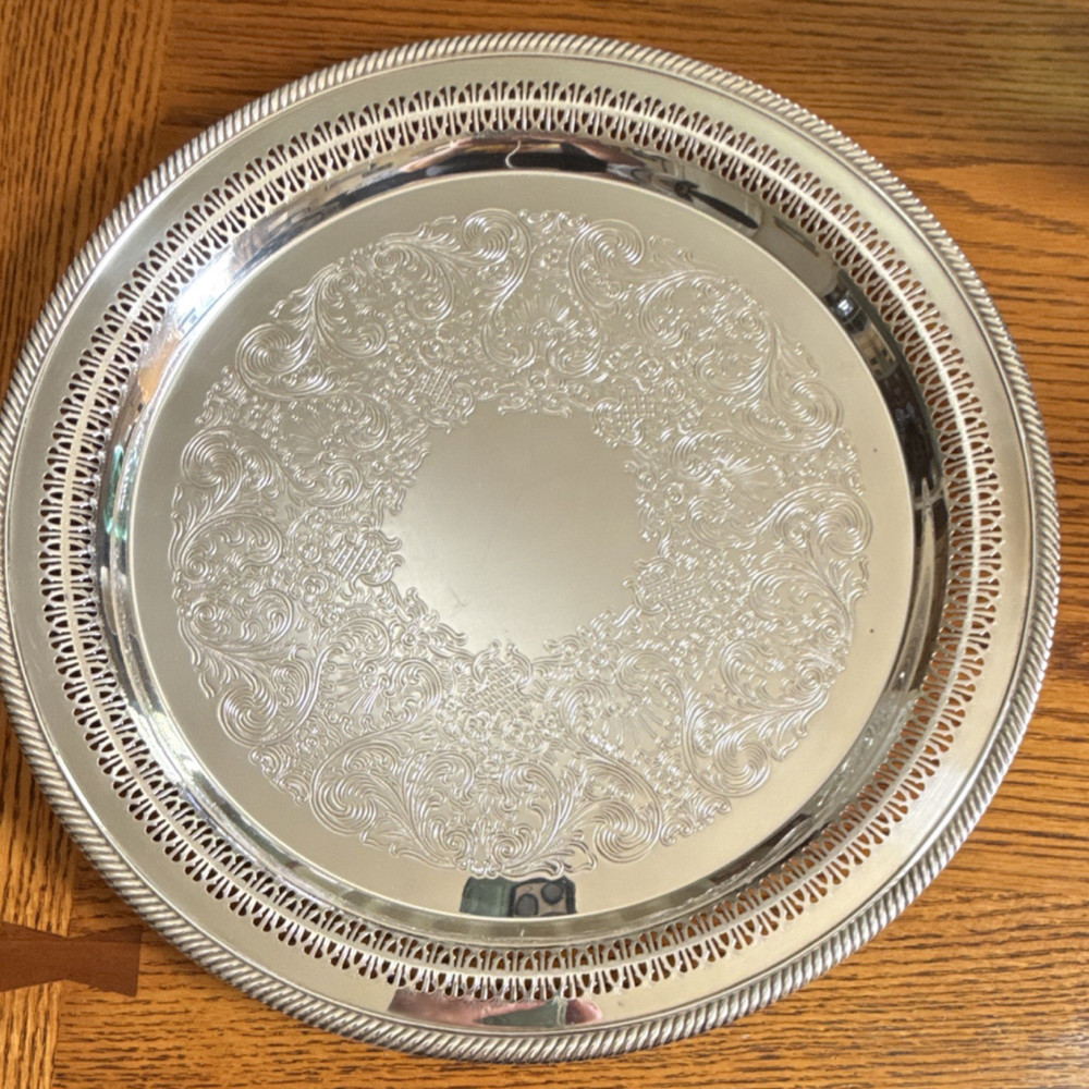 WM Rogers Silver Plate Ornate Tray