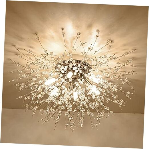Flush Mount Ceiling Lights, Modern Crystal Sputnik Firework Close 6-Light Gold