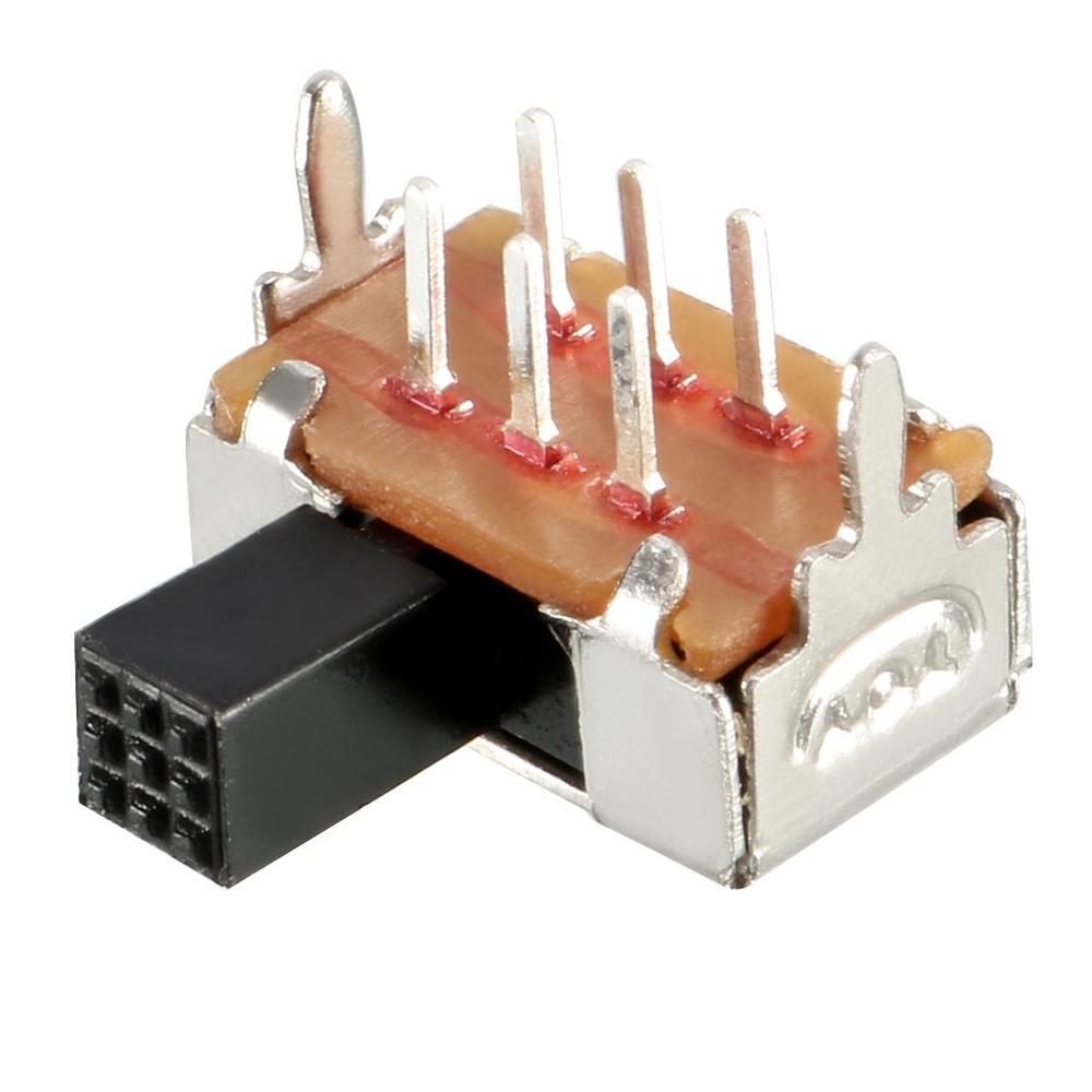 10Pcs 6mm Horizontal Slide Switch DPDT 2P2T 6 Terminals PCB Panel Latching