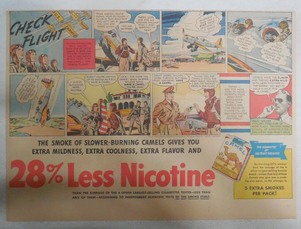 WW 2 Camel Cigarette Ad: Flight Instructor Training ! Size: 11 x 15 inches