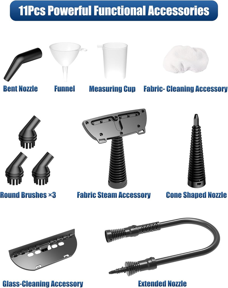 Steam Cleaner Multi-Surface 11pcs Accessories White