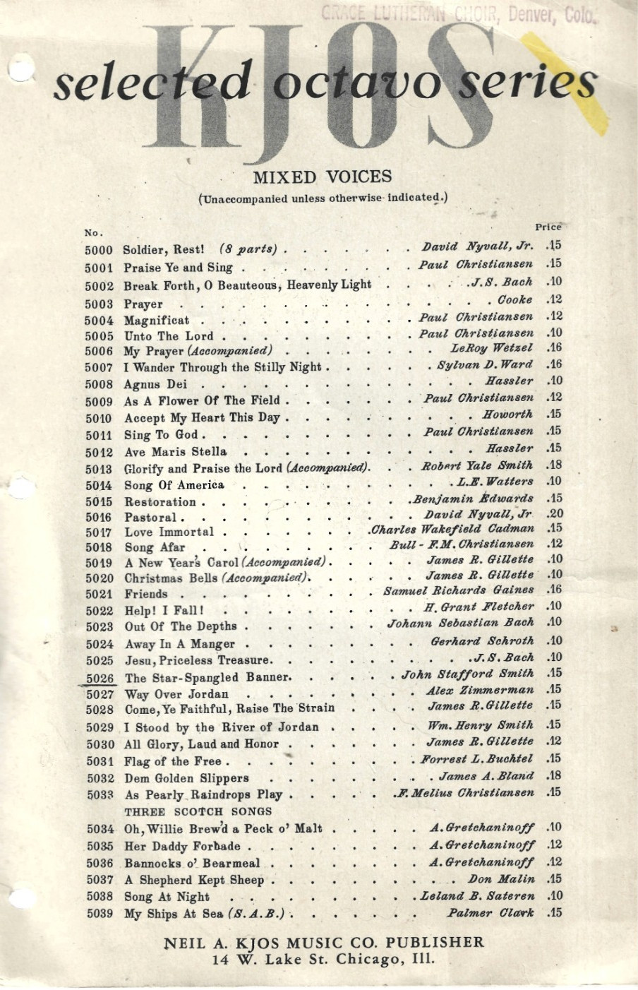The Star-Spangled Banner, Vintage Sheet Music for Mixed Voices, 1940 Neil A Kjos