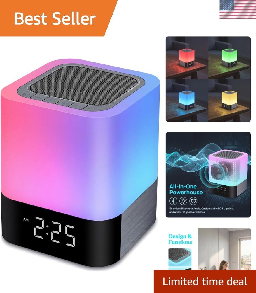 Wireless 5-Watt Bluetooth Speaker with Adjustable Brightness Night Light & Alarm