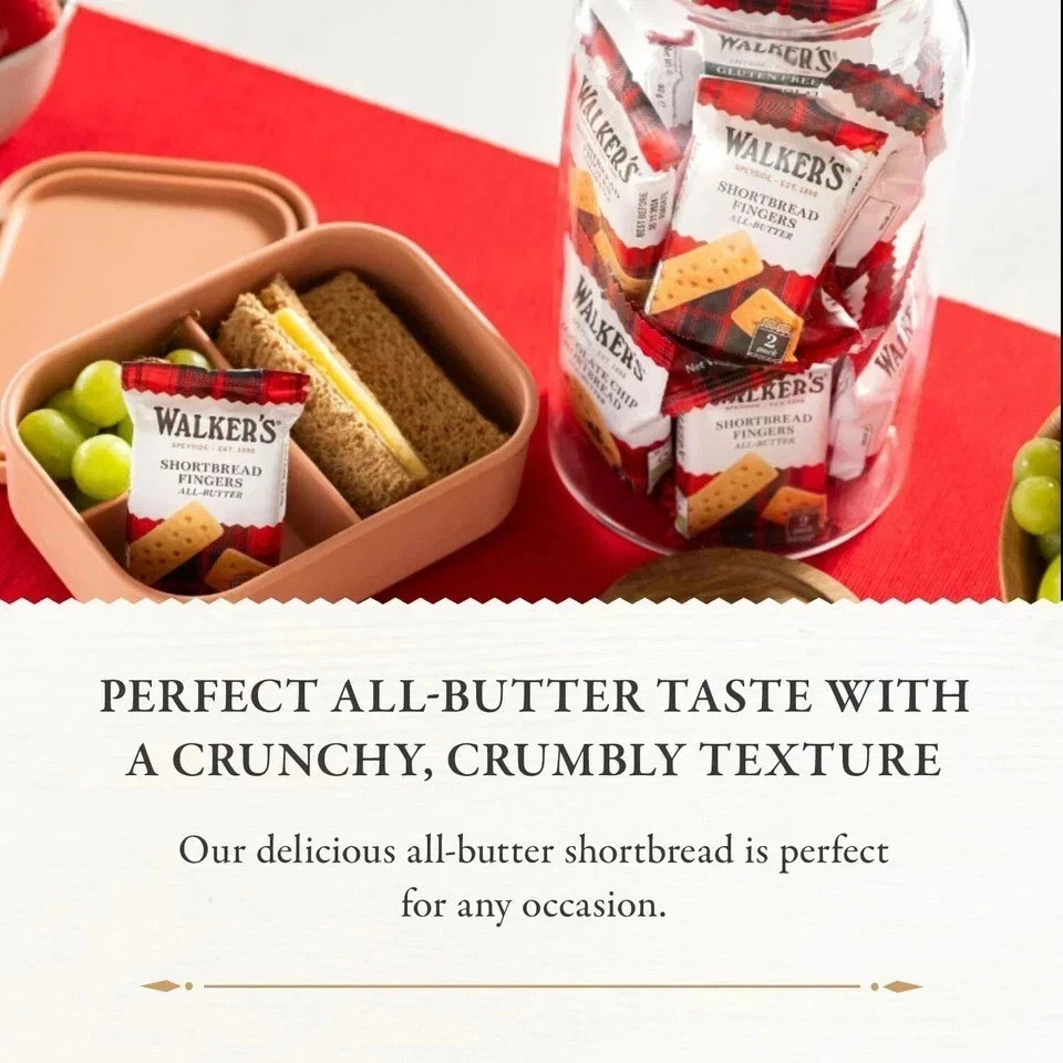 Walker’s All-Butter Shortbread Fingers - 2-Count Snack Packs (Pack of 24)