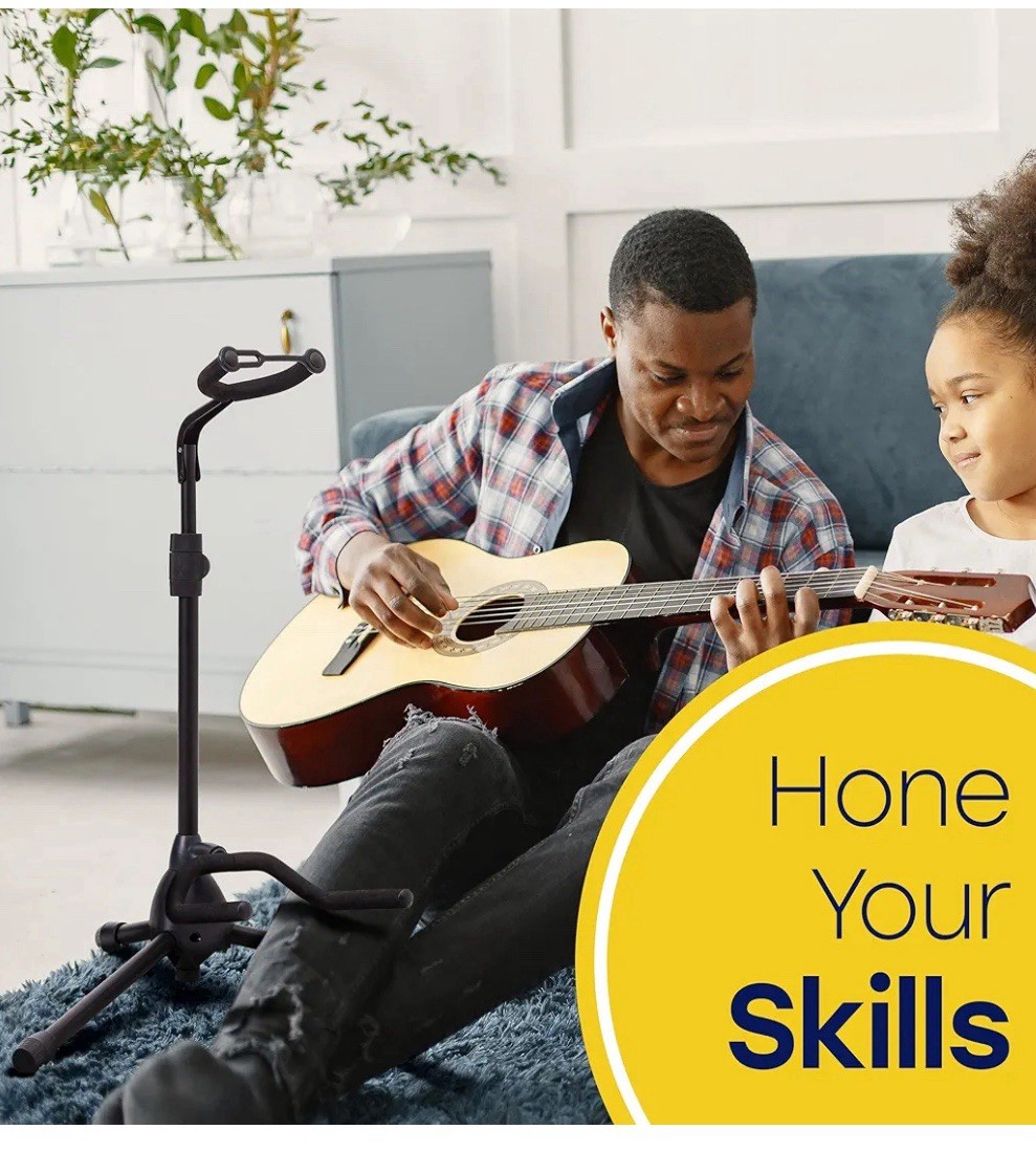 Hola! Music Guitar Stand - Height Adjustable, Collapsible w/Padded Neck & Yoke