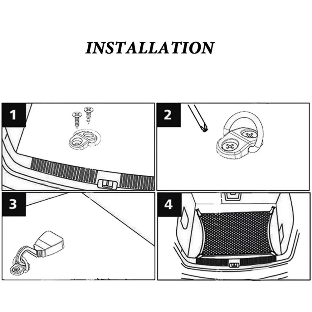 4PCS Car Trunk Cargo Net Hook Tie Down Ring Boot Floor Clip Screw Kit UK