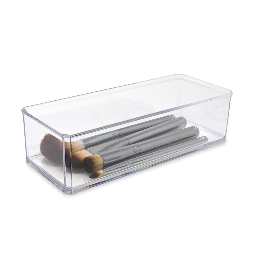 Isaac Jacobs Clear Acrylic Rectangular Stackable Storage Organizer, 9L x 3.5W...