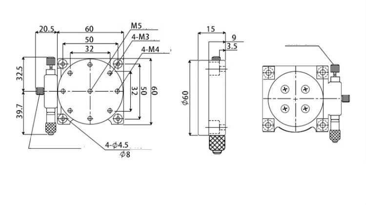 CNC Manual rotating workbench 60mm Precision displacement platform RS60-L