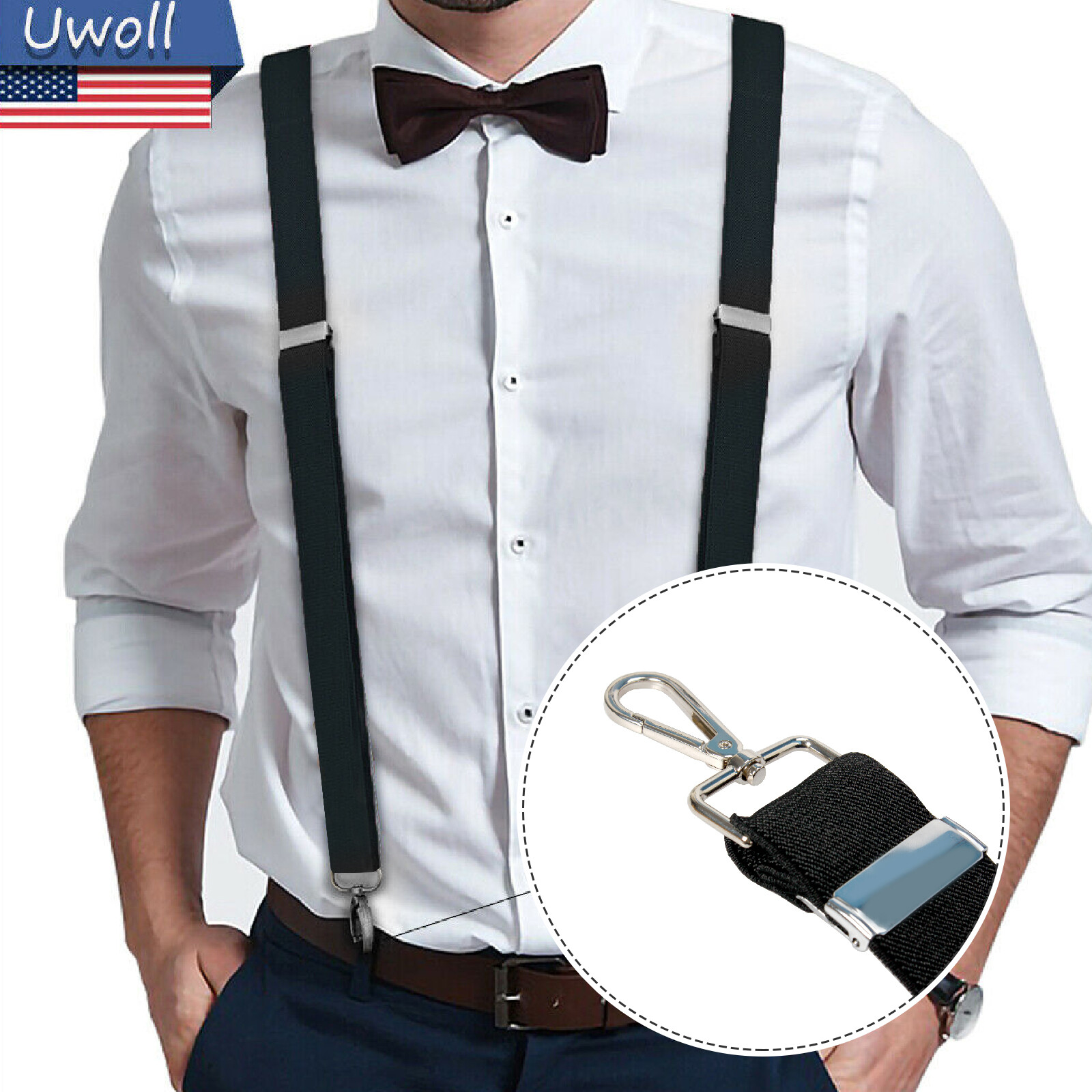 Men's Suspender Y Back Adjustable Heavy Duty Elastic Y-Shaped Hooks Pants Braces