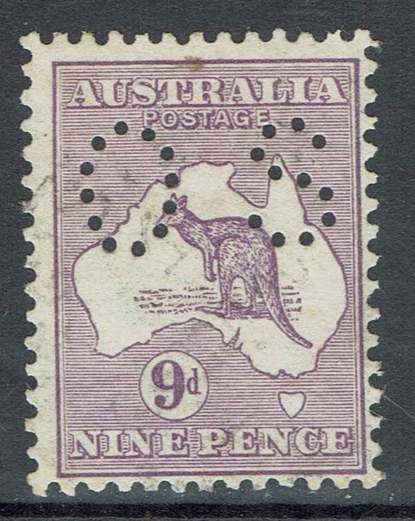 AUSTRALIA 1914 KANGAROO OS 9D 1ST WMK USED