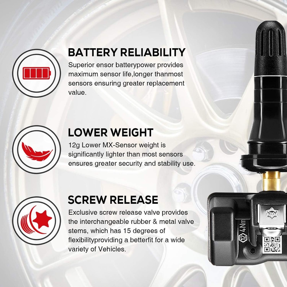 Autel TPMS Sensor MX-Sensor 315MHz & 433MHz Programmable Universal Rubber Valve