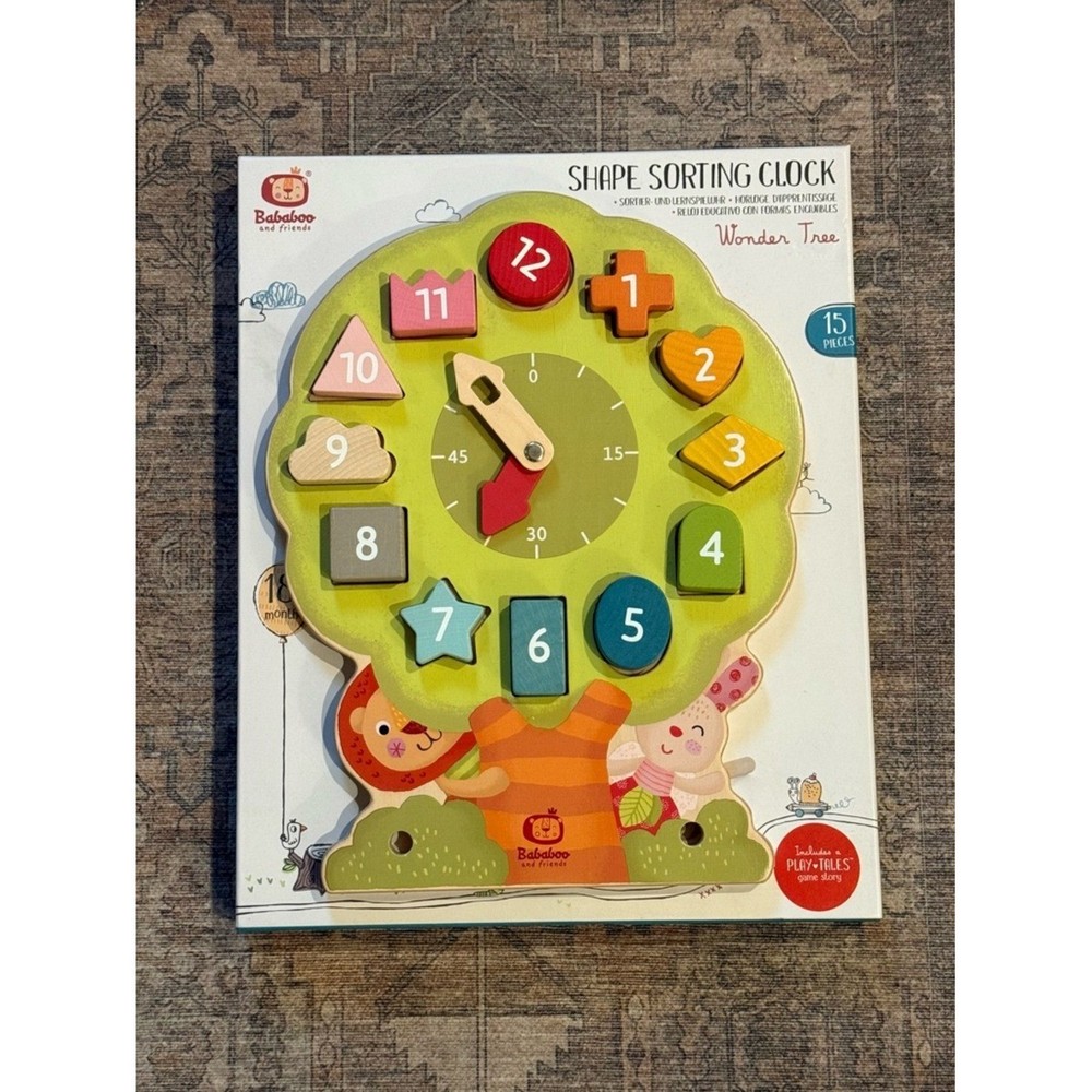 Green Wooden Number & Shape Learning Clock