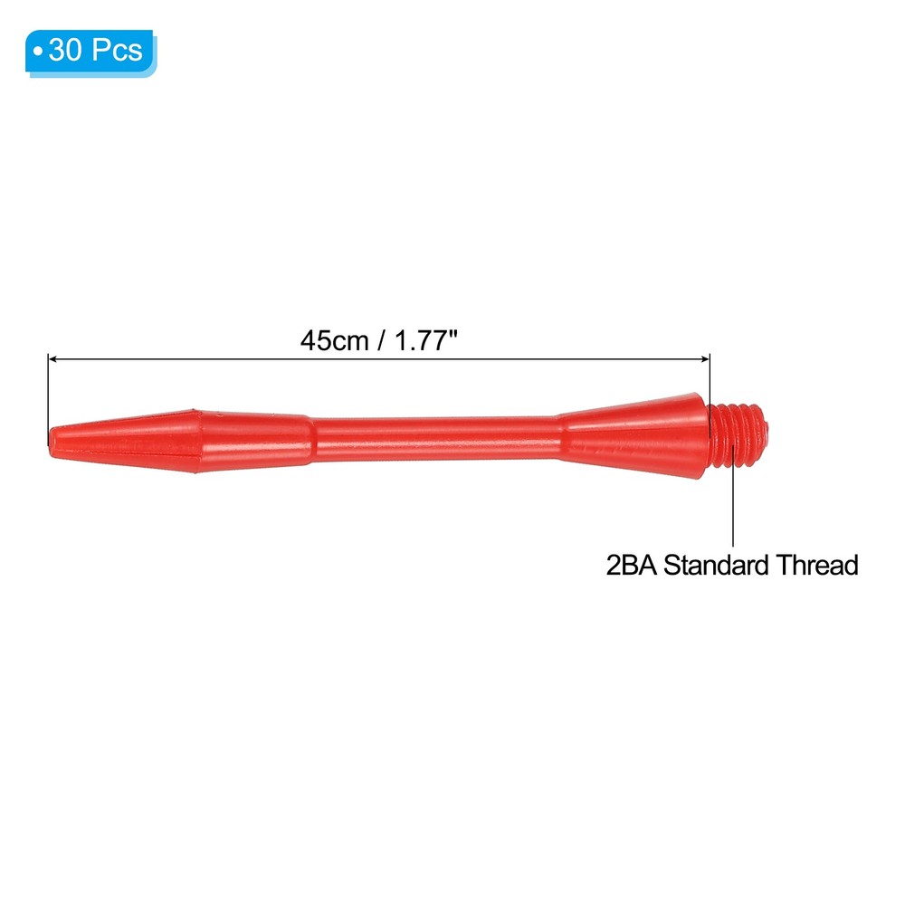 45mm Plastic Dart Shafts, 30 Pack 2BA Thread Dart Stems, Red