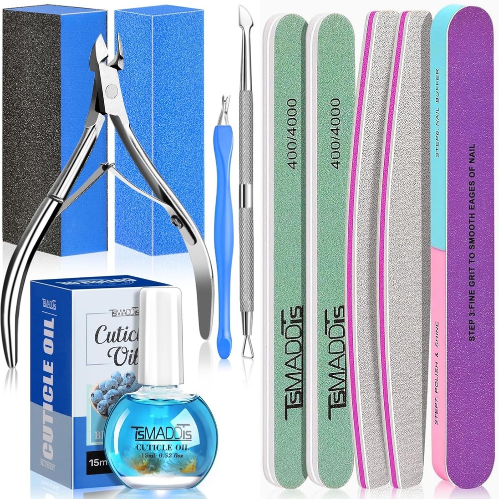 Nail Mani Kit Nail Files, 2 Buffer Blos, Cuticle Tool with