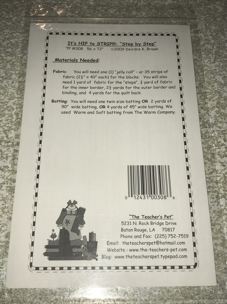 Quilt Pattern The Teachers Pet Step By Step TP#308 Deirdre K Brown 2009