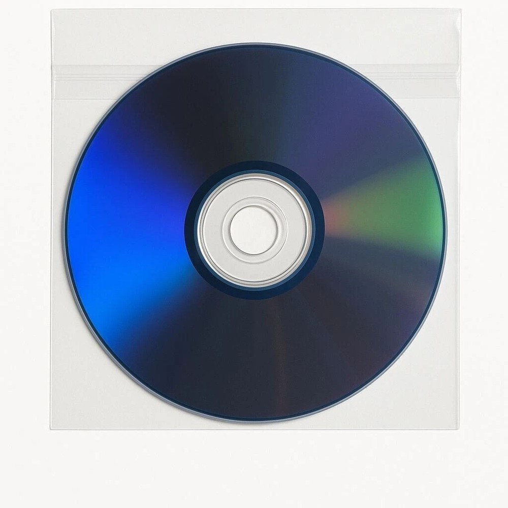 CD DVD BLURAY CPP Clear Transparent Plastic Sleeve with Sealable Flap 100 Micron