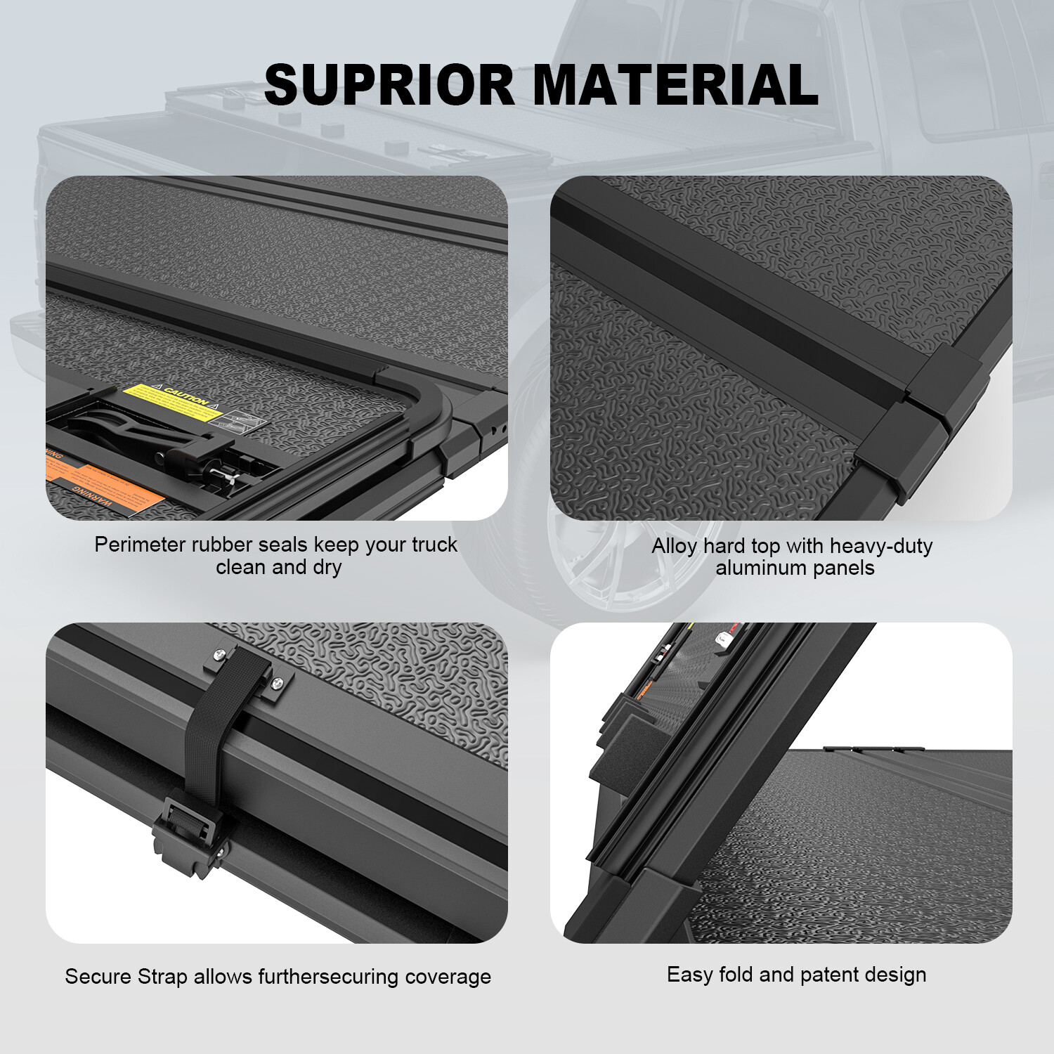 5.5FT Bed 4-Fold Hard Tonneau Cover For 2015-2024 Ford F150 Truck w/ Led Lamp