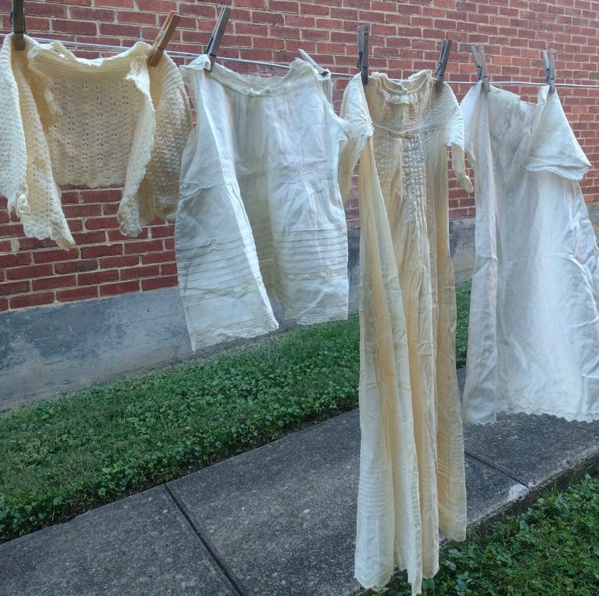 Antique Baby Clothing Bundle Victorian Christening Gown Crochet Sweater4 Piece