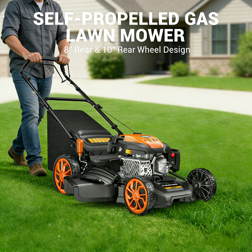 Efurden 21” Self-Propelled Lawn Mower Gas Powered with Bagger 170cc Engine