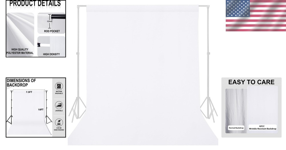 Thick White Backdrop 7.5FTx10FT - Versatile for Photography & Video Recording