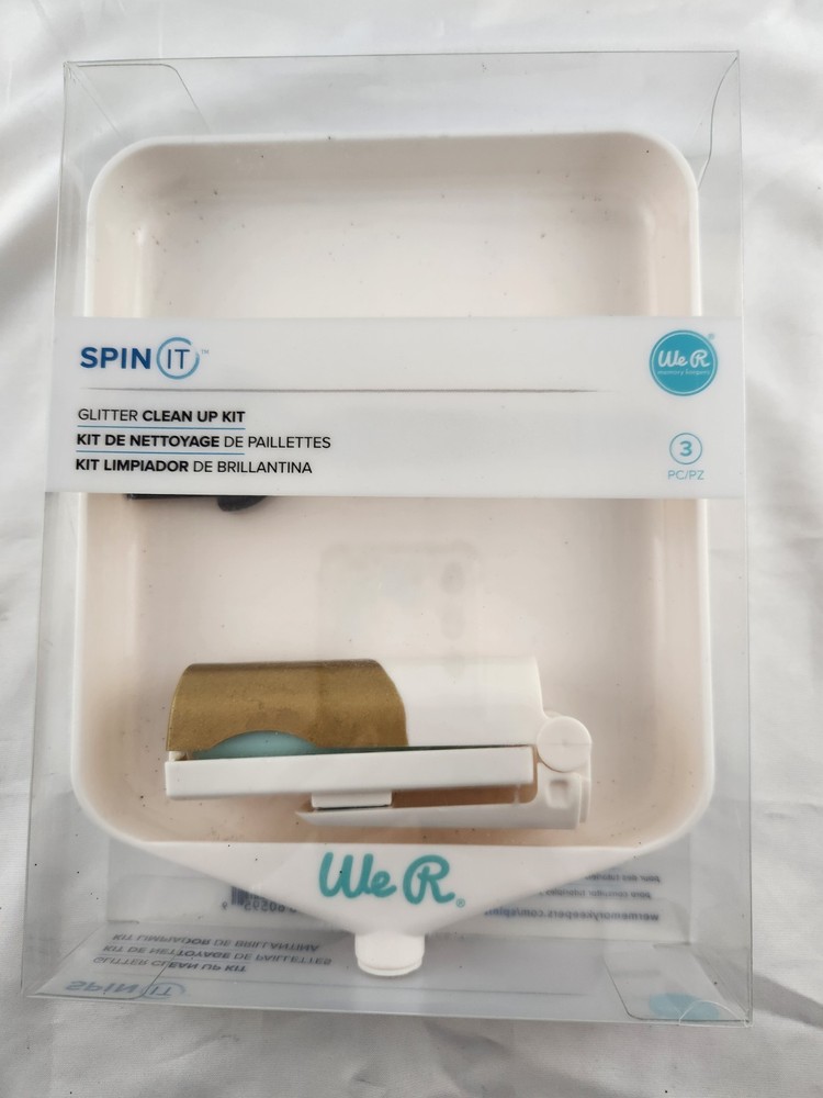 We R Memory Keepers Spin It Glitter Clean Up Kit, roller/funnel/brush, preowned