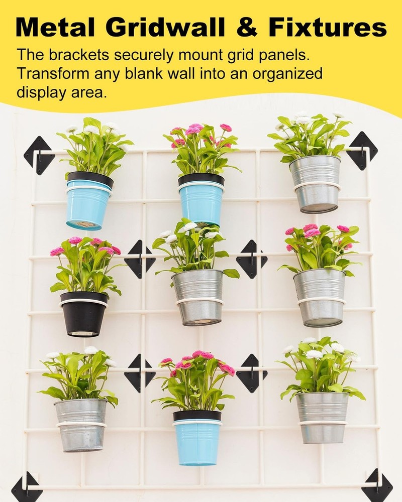 Gridwall Mount Brackets Black, 30 Pcs Grid Panel Wall Mount Brackets with Scr...