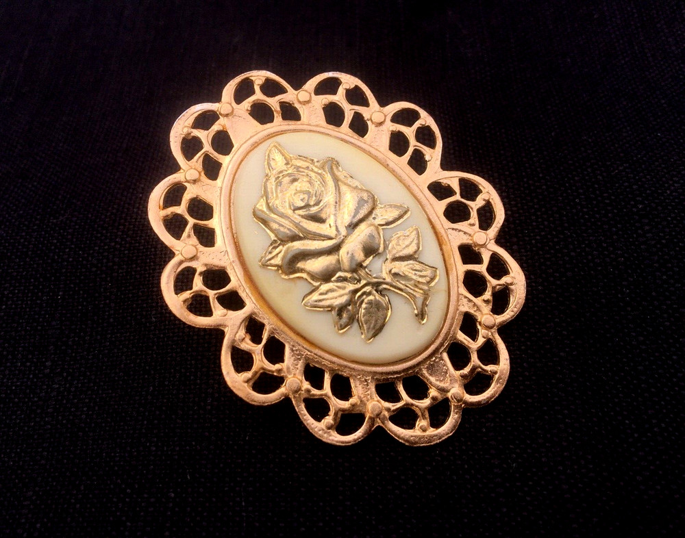 Vintage Brooch Rose Plastic aluminum USSR