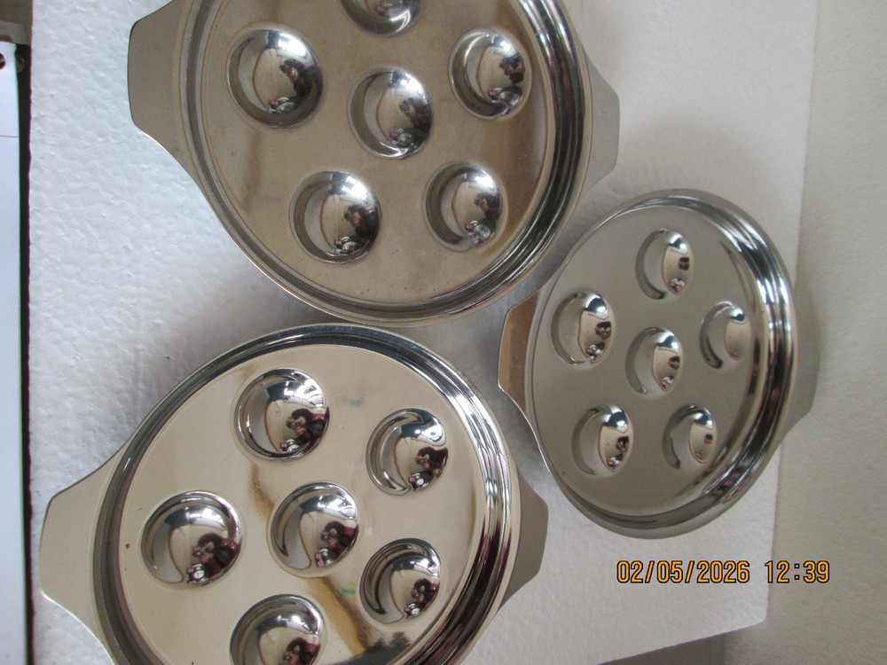 3 - 6" Chromed Escargot Serving Trays