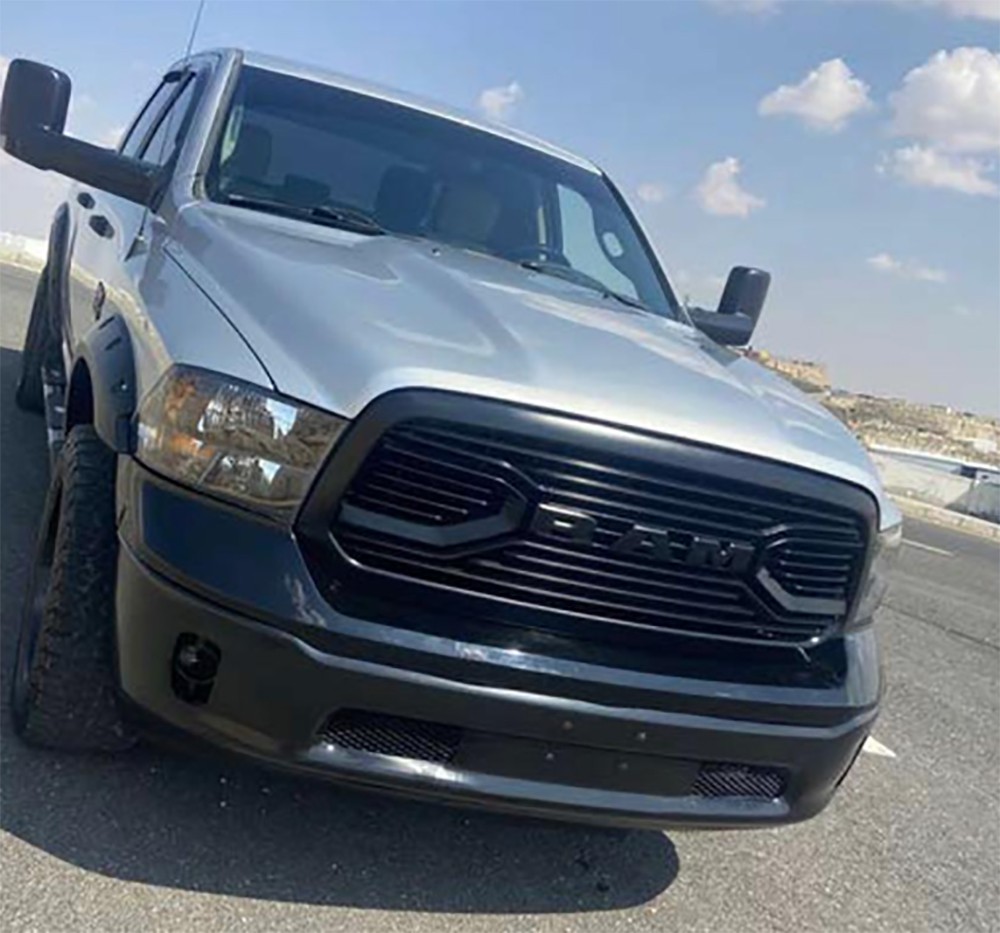 Big Horn Style Grille For 2013-2018 Dodge Ram 1500 Bumper W/Letters Matte Black