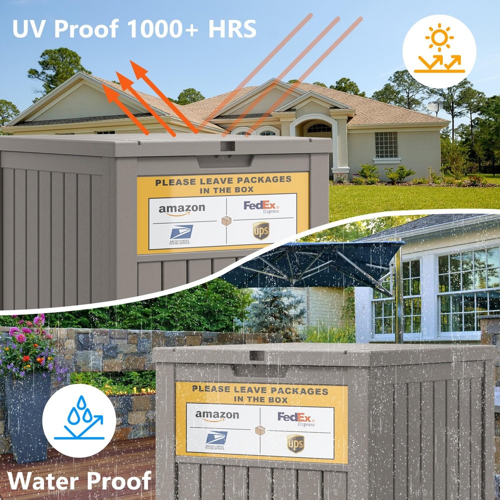 Greesum 33 Package Delivery Box for Outside Waterproof Resin Garbage Bin